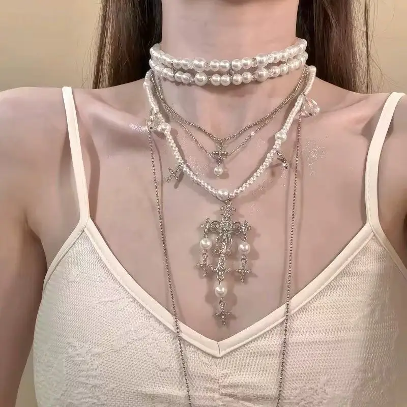 French-Style Vintage Pearl Multi-Layered Necklace, Niche Fashion Design, High-End Exquisite Light Luxury Tassel Multi-Layer Necklace