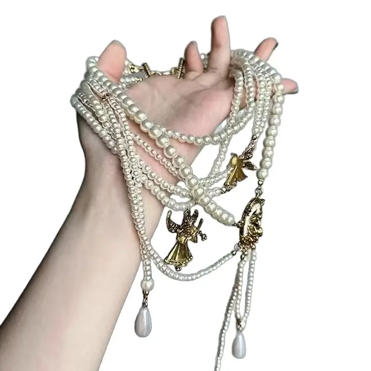 French-Style Vintage Pearl Multi-Layered Necklace, Niche Fashion Design, High-End Exquisite Light Luxury Tassel Multi-Layer Necklace