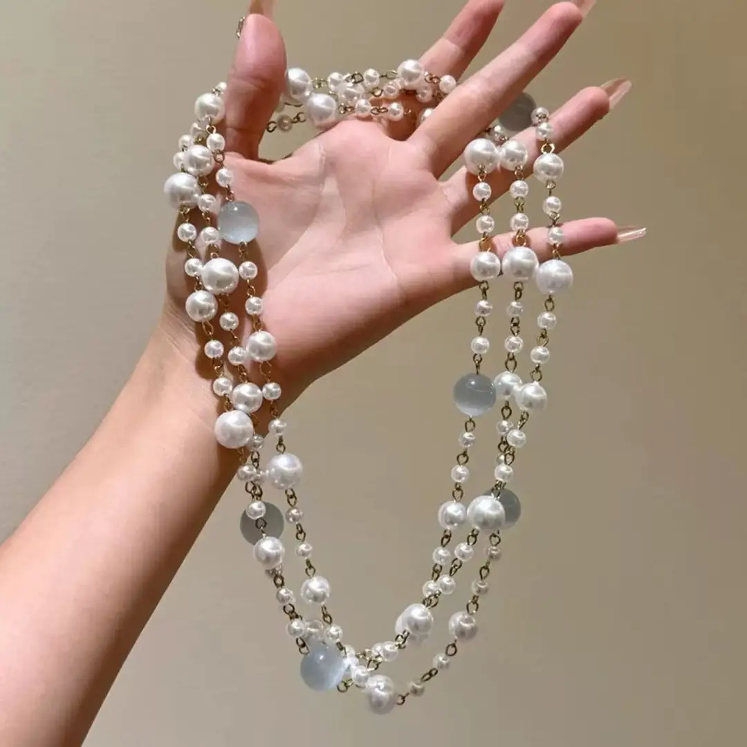 French-Style Vintage Pearl Multi-Layered Necklace, Niche Fashion Design, High-End Exquisite Light Luxury Tassel Multi-Layer Necklace