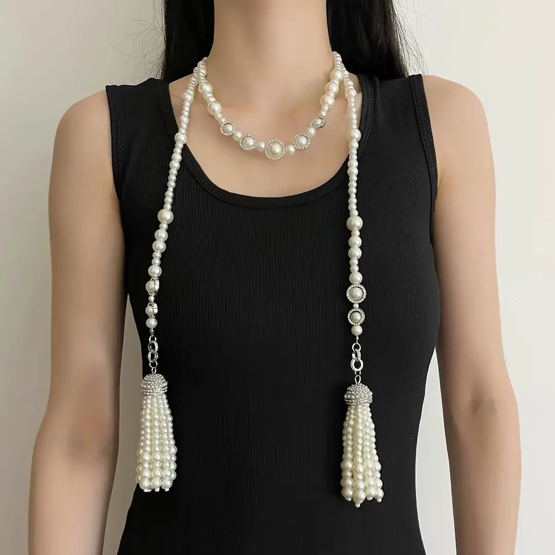 French-Style Vintage Pearl Multi-Layered Necklace, Niche Fashion Design, High-End Exquisite Light Luxury Tassel Multi-Layer Necklace