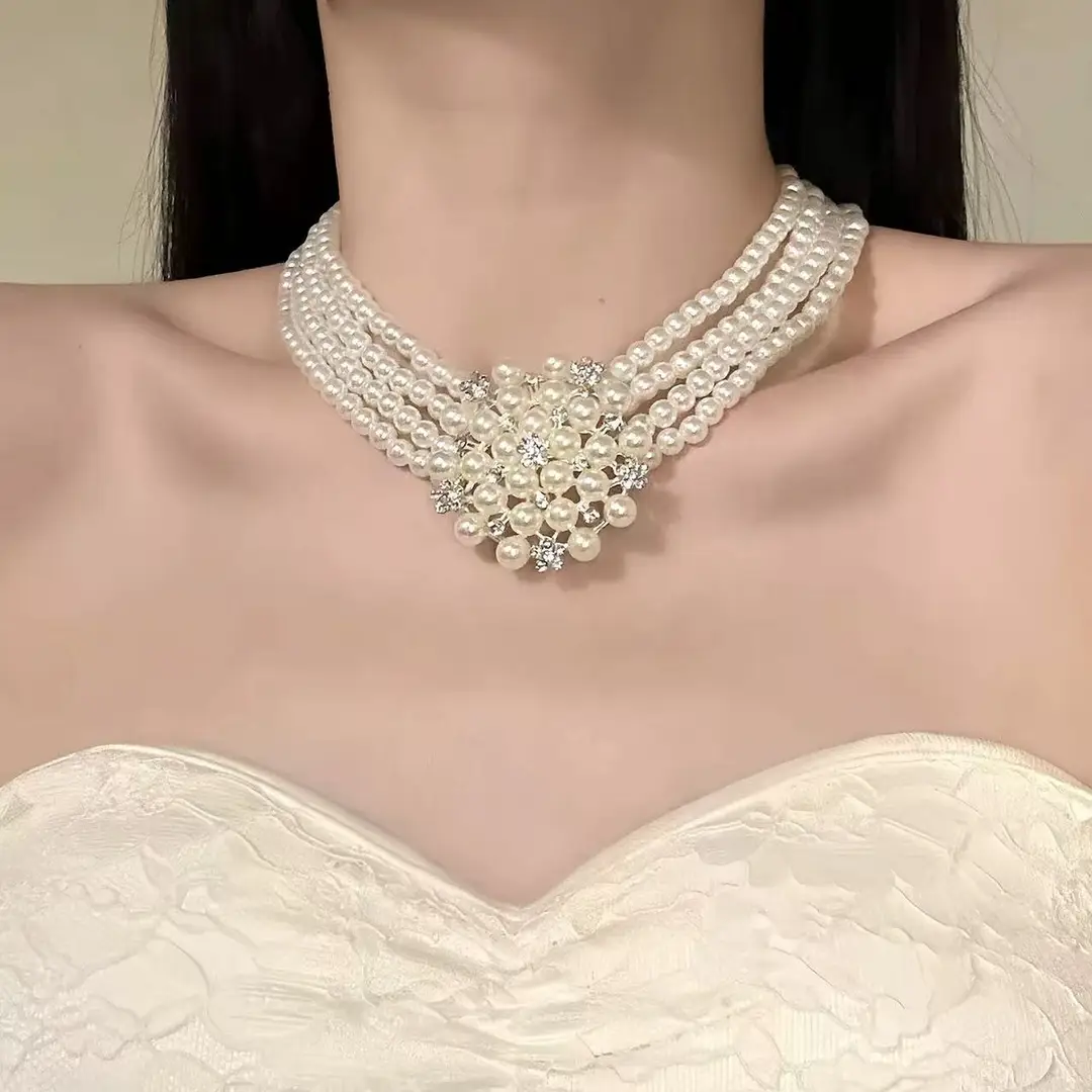 French-Style Vintage Pearl Multi-Layered Necklace, Niche Fashion Design, High-End Exquisite Light Luxury Tassel Multi-Layer Necklace