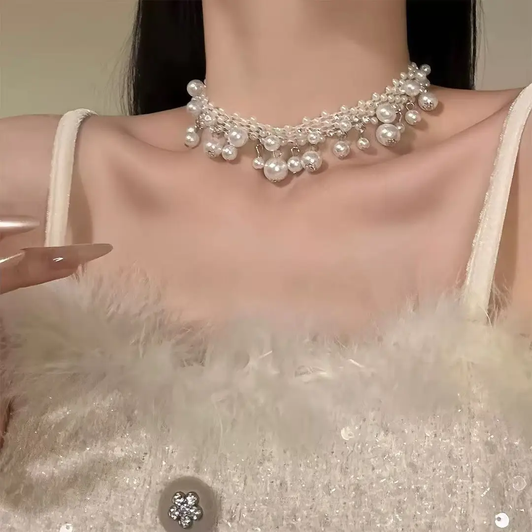 French-Style Vintage Pearl Multi-Layered Necklace, Niche Fashion Design, High-End Exquisite Light Luxury Tassel Multi-Layer Necklace