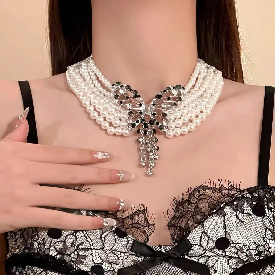 French-Style Vintage Pearl Multi-Layered Necklace, Niche Fashion Design, High-End Exquisite Light Luxury Tassel Multi-Layer Necklace