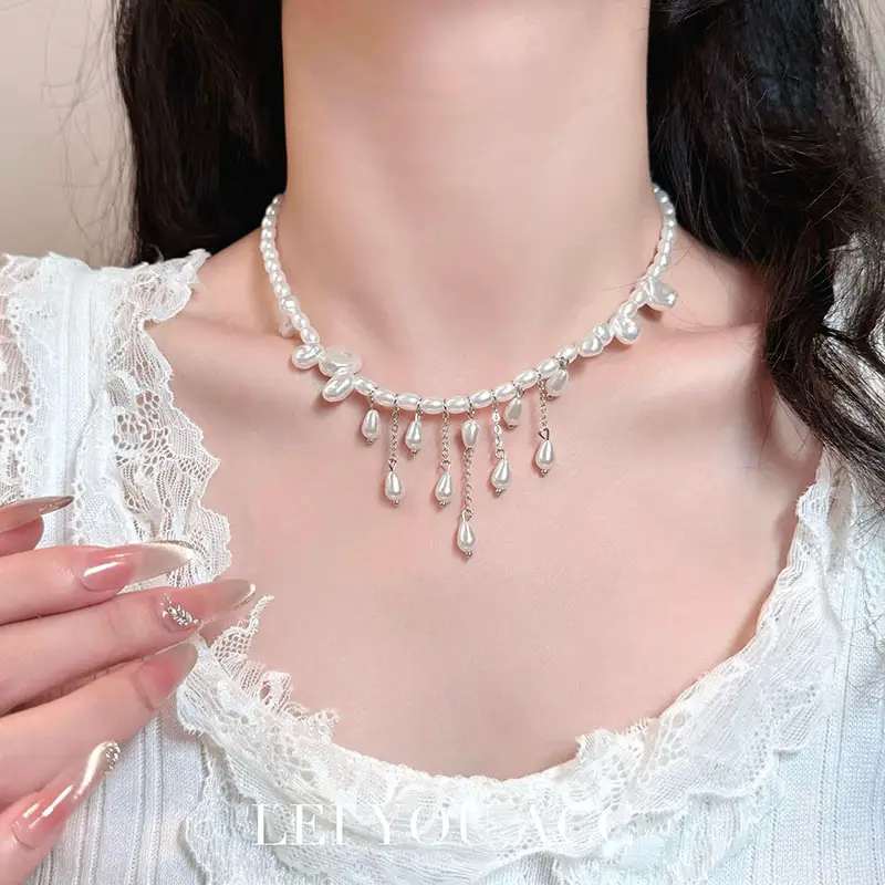 French-Style Vintage Pearl Multi-Layered Necklace, Niche Fashion Design, High-End Exquisite Light Luxury Tassel Multi-Layer Necklace