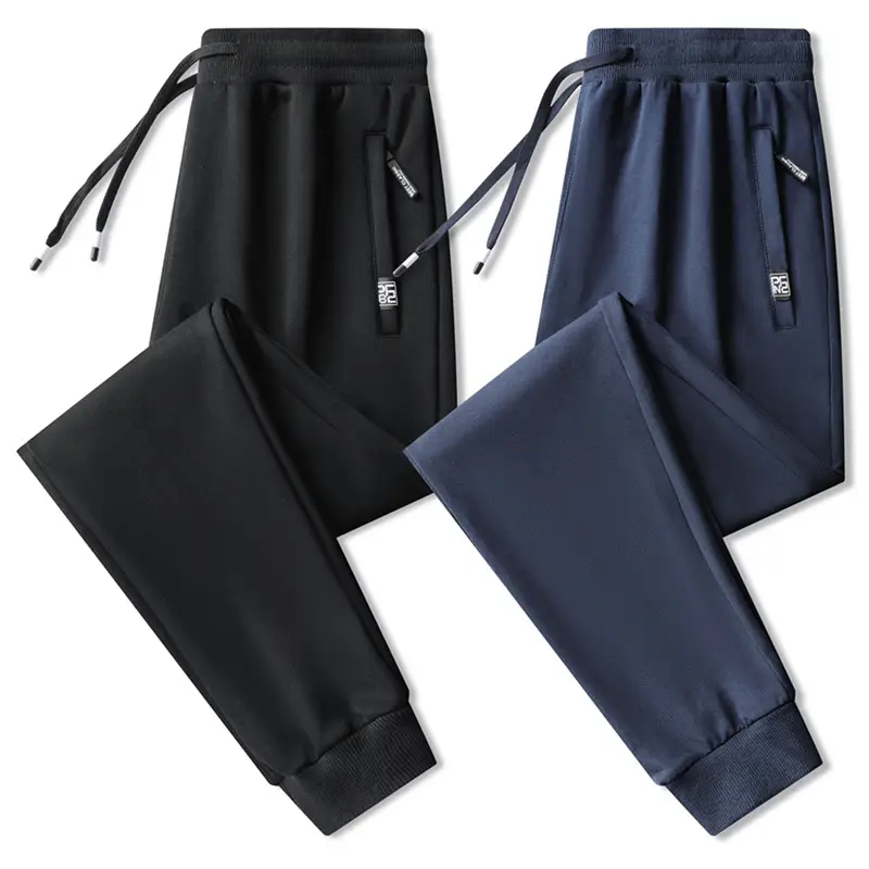 Cross-Border Casual Pants for Men, Solid Color Cotton Loose-Fitting Running Sports Sweatpants, Breathable, Sweat-Absorbent, Comfortable, Large Size Long Pants