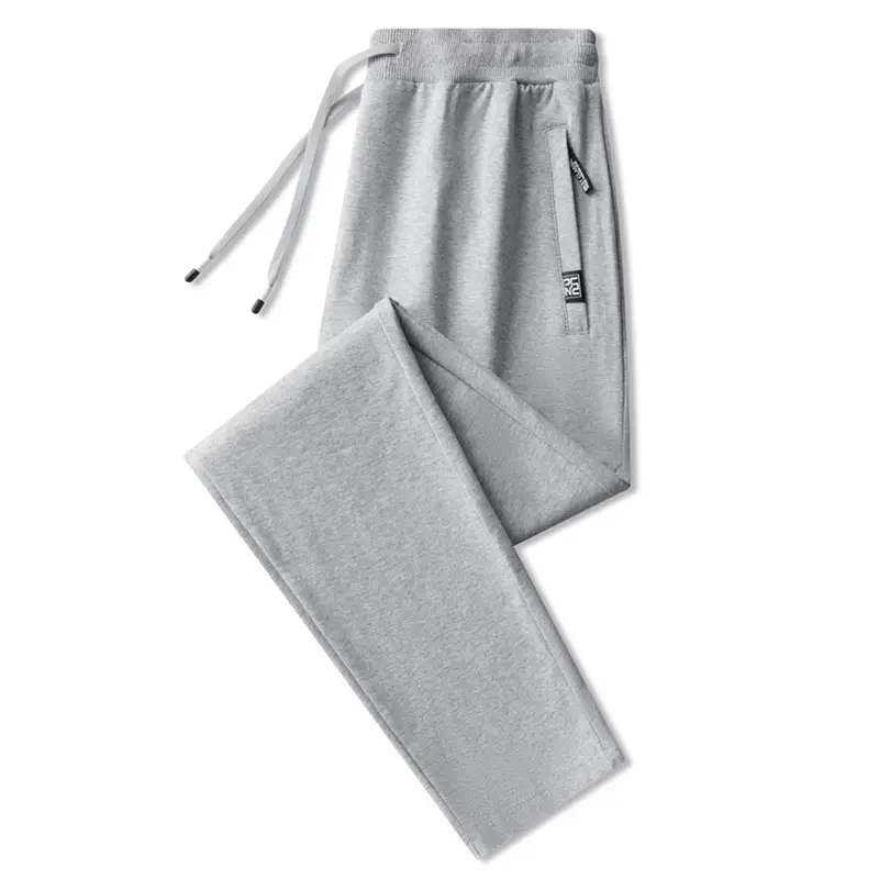 Cross-Border Casual Pants for Men, Solid Color Cotton Loose-Fitting Running Sports Sweatpants, Breathable, Sweat-Absorbent, Comfortable, Large Size Long Pants