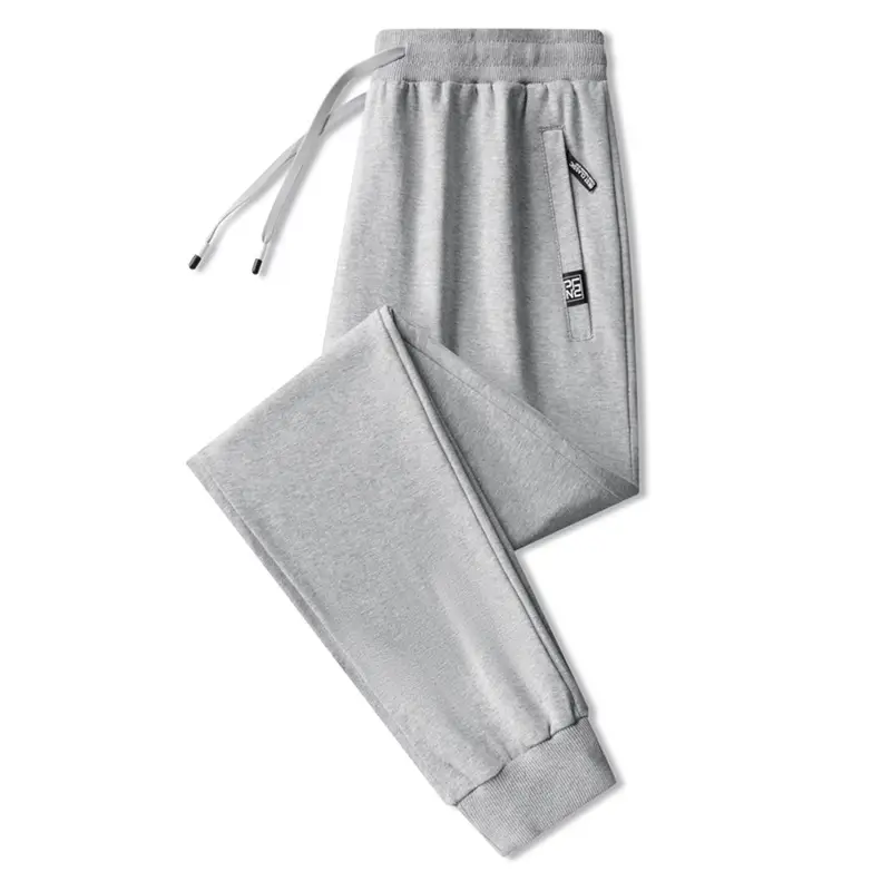 Cross-Border Casual Pants for Men, Solid Color Cotton Loose-Fitting Running Sports Sweatpants, Breathable, Sweat-Absorbent, Comfortable, Large Size Long Pants
