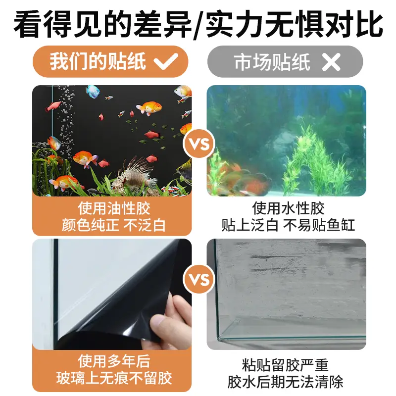 Wholesale Thickened Fish Tank Background Stickers Pure Black Electrostatic Light-Blocking Wallpaper for the Outside of the Tank Bottom Glass Film