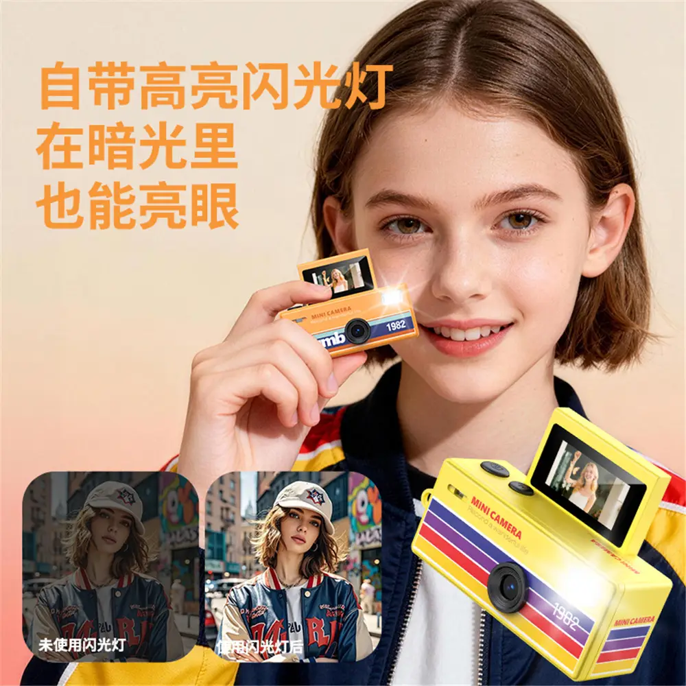 New Cross-Border Thumb Camera with Flip-Up Display for Taking Photos and Videos, Student Camera, Children's Pocket Camera