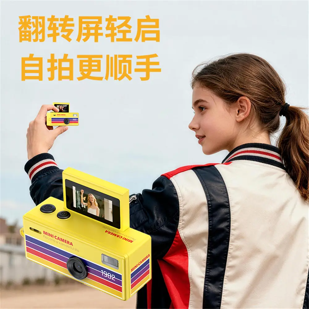 New Cross-Border Thumb Camera with Flip-Up Display for Taking Photos and Videos, Student Camera, Children's Pocket Camera