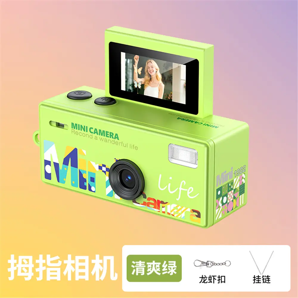 New Cross-Border Thumb Camera with Flip-Up Display for Taking Photos and Videos, Student Camera, Children's Pocket Camera
