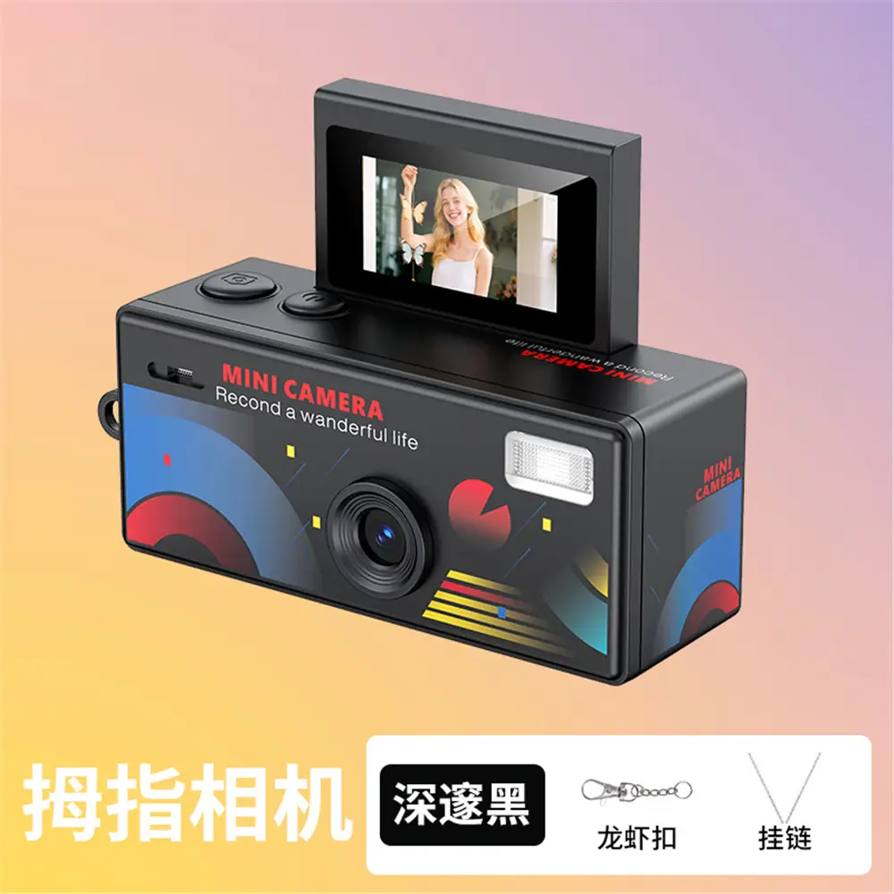 New Cross-Border Thumb Camera with Flip-Up Display for Taking Photos and Videos, Student Camera, Children's Pocket Camera