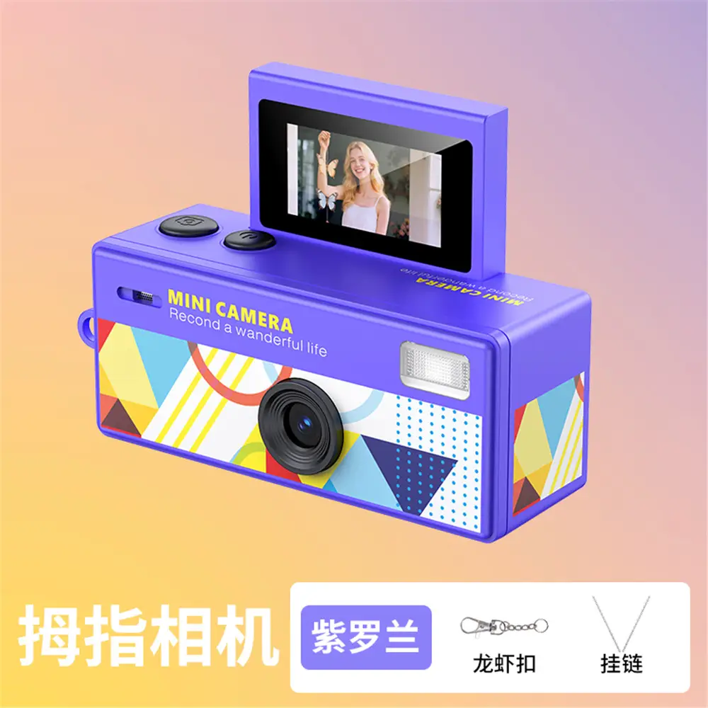 New Cross-Border Thumb Camera with Flip-Up Display for Taking Photos and Videos, Student Camera, Children's Pocket Camera