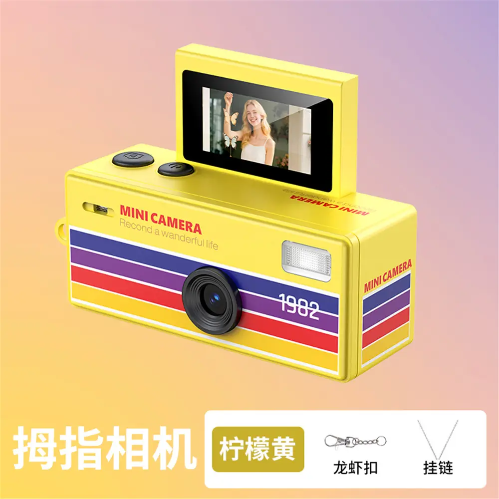 New Cross-Border Thumb Camera with Flip-Up Display for Taking Photos and Videos, Student Camera, Children's Pocket Camera