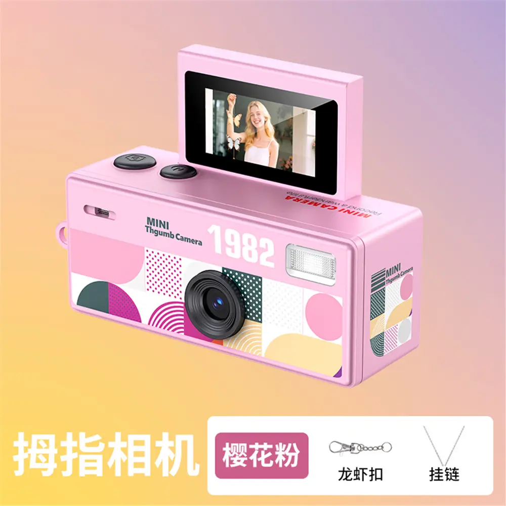 New Cross-Border Thumb Camera with Flip-Up Display for Taking Photos and Videos, Student Camera, Children's Pocket Camera