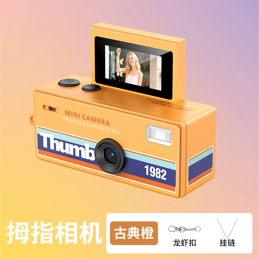 New Cross-Border Thumb Camera with Flip-Up Display for Taking Photos and Videos, Student Camera, Children's Pocket Camera