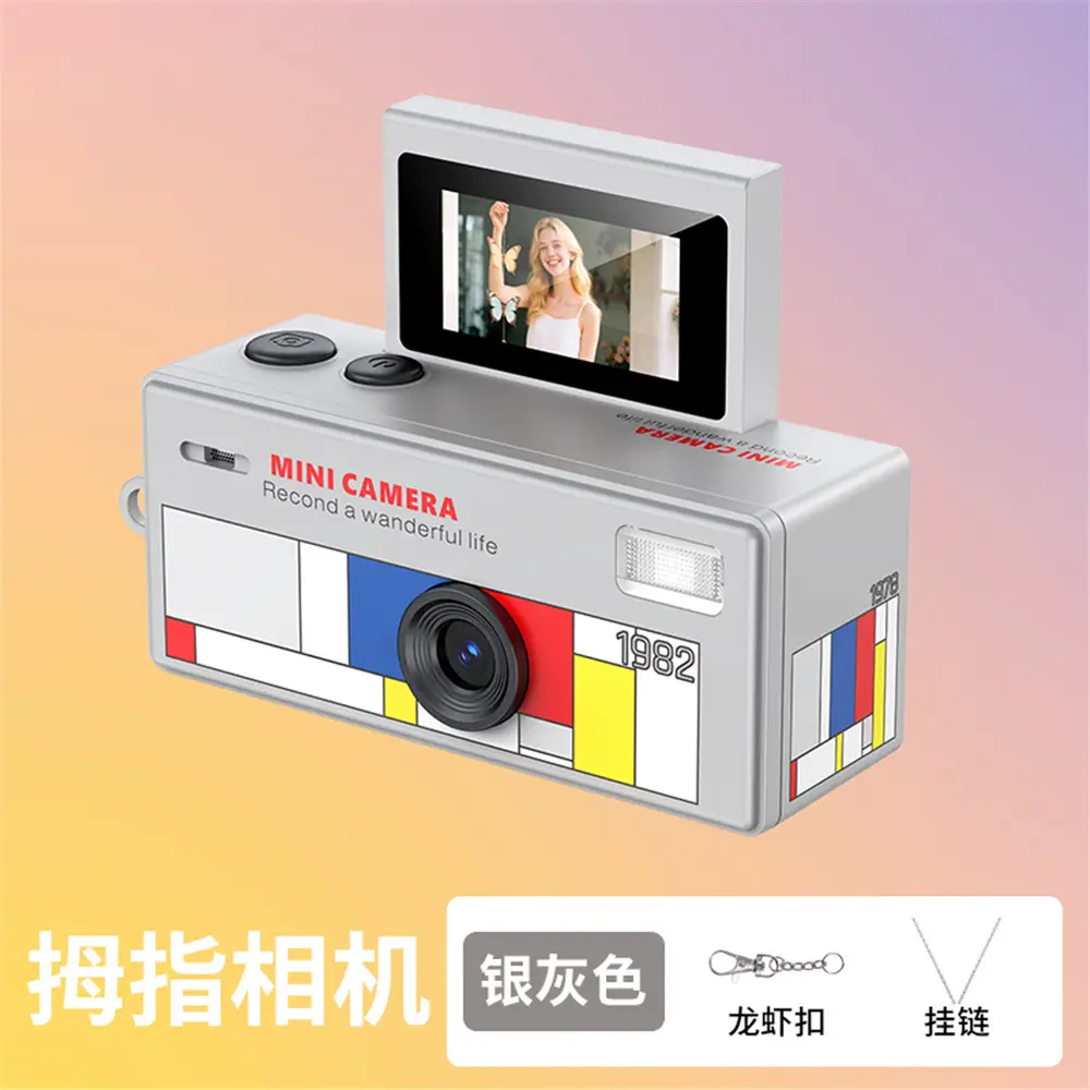 New Cross-Border Thumb Camera with Flip-Up Display for Taking Photos and Videos, Student Camera, Children's Pocket Camera
