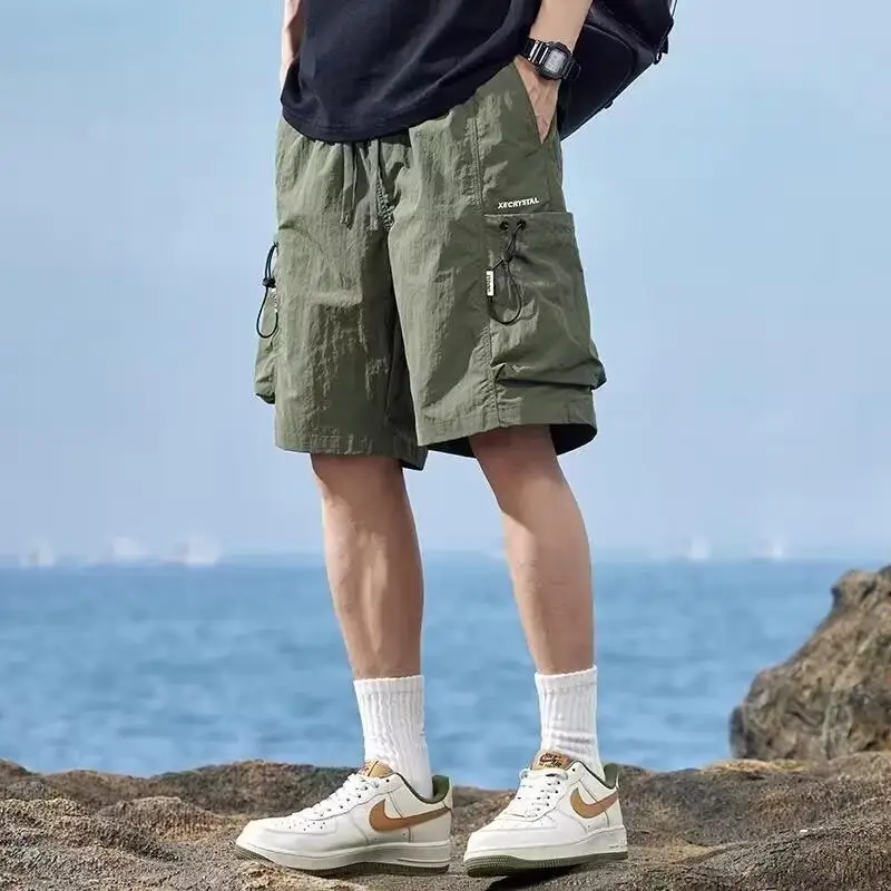 Men Ice Silk Quick-Dry Cargo Shorts Mid-Length - Image 7