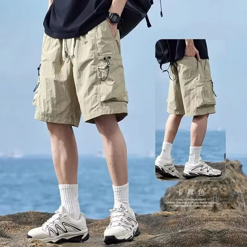 Men Ice Silk Quick-Dry Cargo Shorts Mid-Length - Image 8