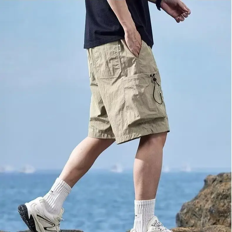 Men Ice Silk Quick-Dry Cargo Shorts Mid-Length — feature 12