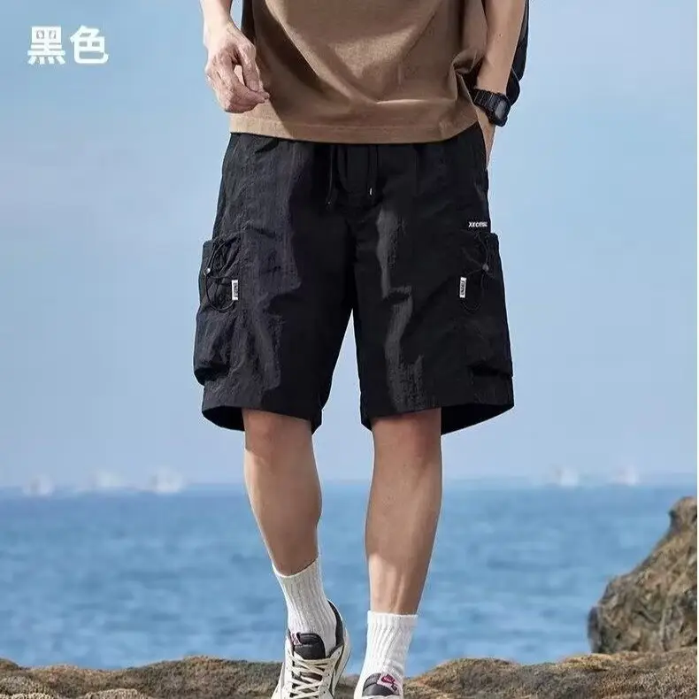 Men Ice Silk Quick-Dry Cargo Shorts Mid-Length — feature 13