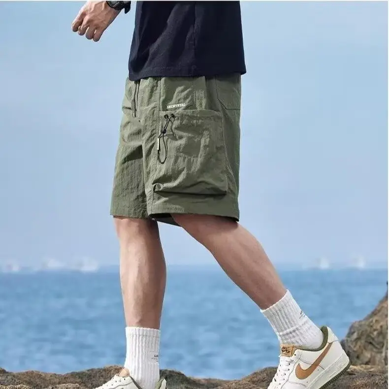 Men Ice Silk Quick-Dry Cargo Shorts Mid-Length — feature 14