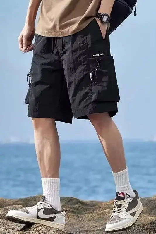Men Ice Silk Quick-Dry Cargo Shorts Mid-Length — feature 16