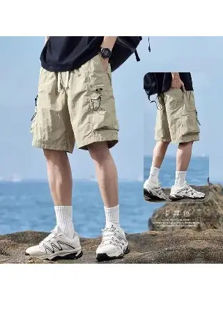 Men Ice Silk Quick-Dry Cargo Shorts Mid-Length — feature 17