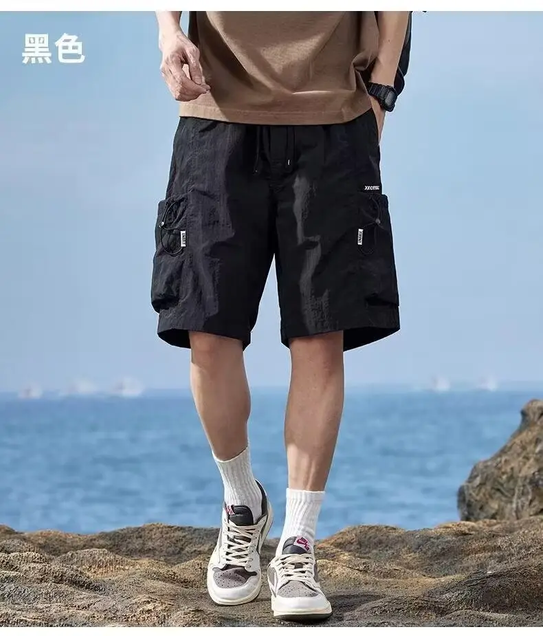 Men Ice Silk Quick-Dry Cargo Shorts Mid-Length — feature 4