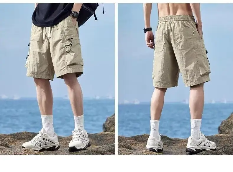 Men Ice Silk Quick-Dry Cargo Shorts Mid-Length — feature 5