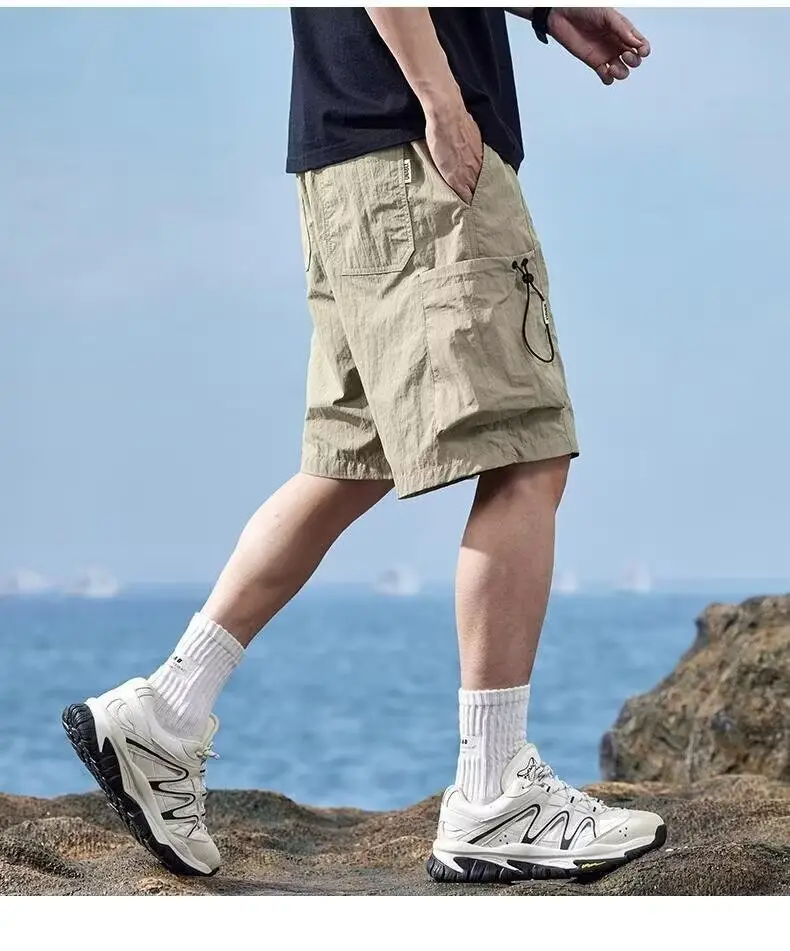 Men Ice Silk Quick-Dry Cargo Shorts Mid-Length — feature 6