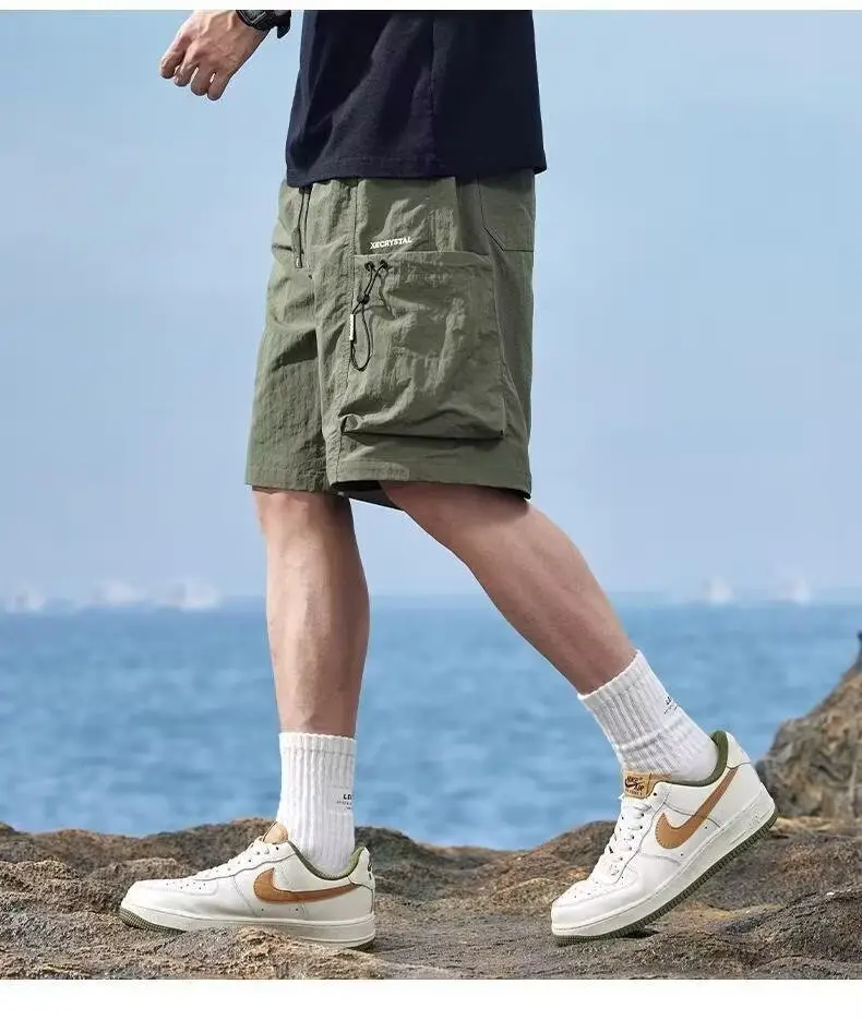 Men Ice Silk Quick-Dry Cargo Shorts Mid-Length — feature 8