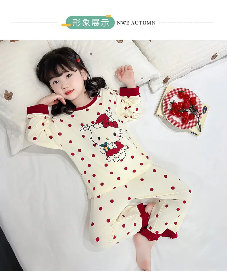 Pajamas for Girls in Spring and Autumn, Modal Thin Long-Sleeved Air-Conditioned Clothing for Girls and Babies, Cute Summer Home Clothes Set — feature 1