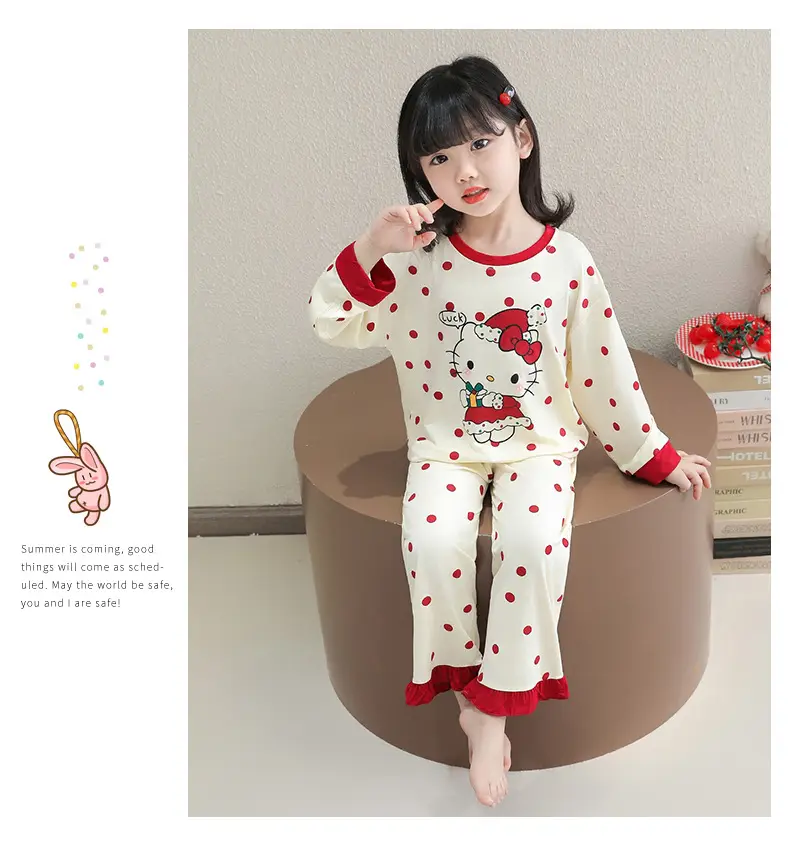 Pajamas for Girls in Spring and Autumn, Modal Thin Long-Sleeved Air-Conditioned Clothing for Girls and Babies, Cute Summer Home Clothes Set — feature 7