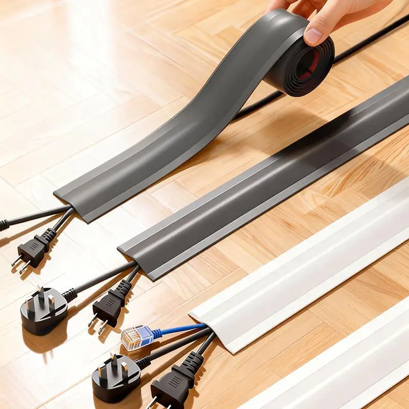 Self-Adhesive Wire Fixer for Floor, Cable Hideaway, Wire and Network Cable Organizer, Surface-Mounted Anti-Step Wire Channel — feature 3