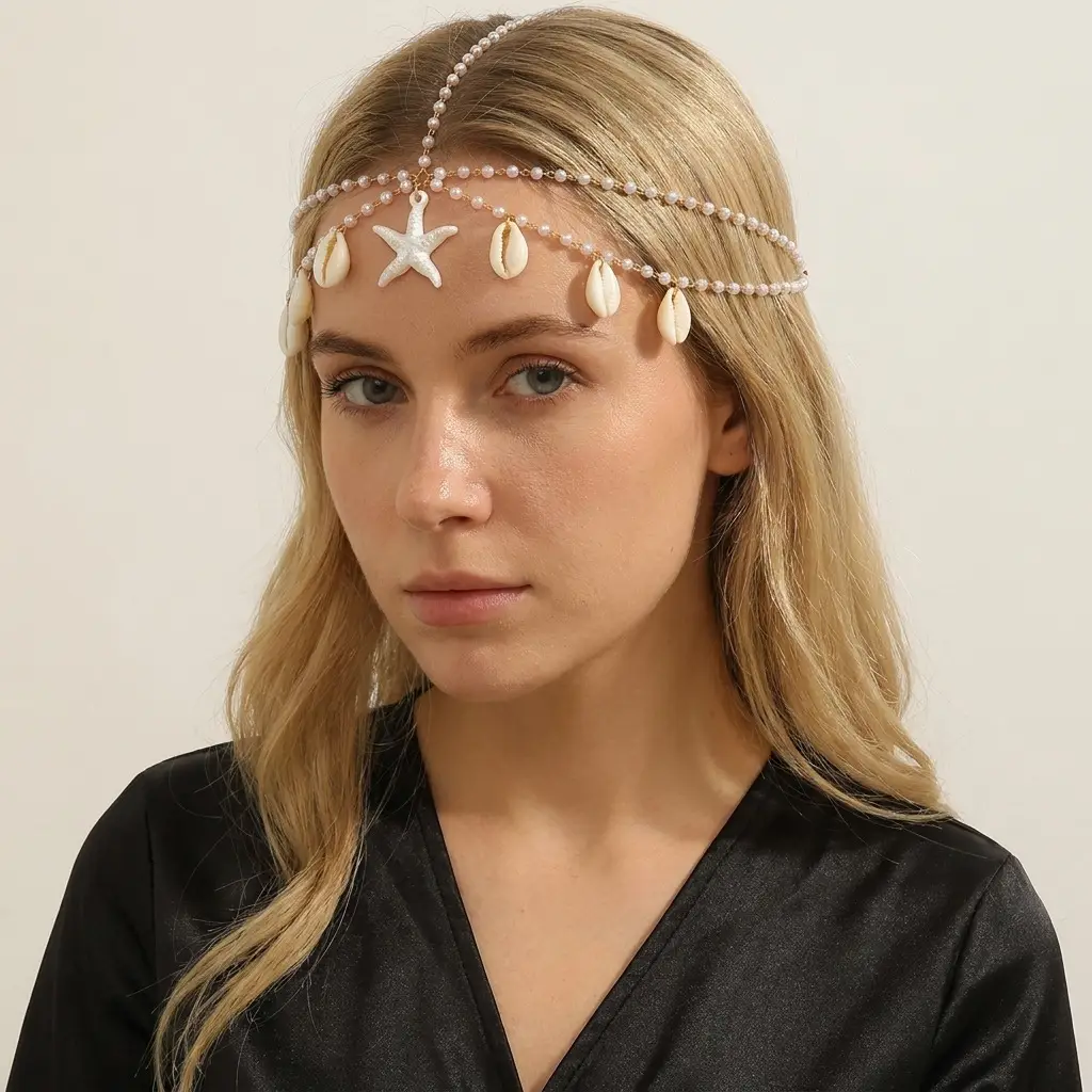 European and American Cross-Border Fashion Jewelry, Exotic Style, Diamond-Encrusted Chain Forehead Ornament, Personalized Bridal Hairband Accessories, Versatile