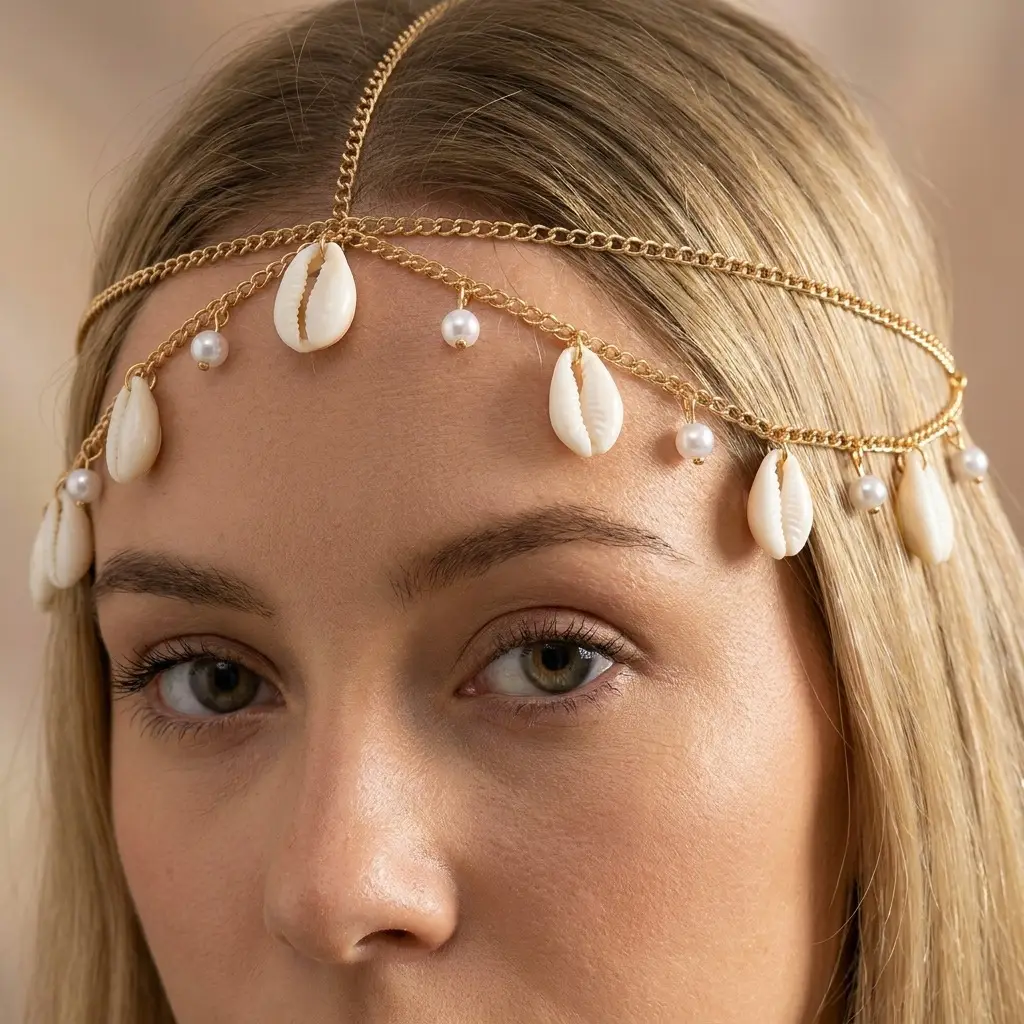 European and American Cross-Border Fashion Jewelry, Exotic Style, Diamond-Encrusted Chain Forehead Ornament, Personalized Bridal Hairband Accessories, Versatile