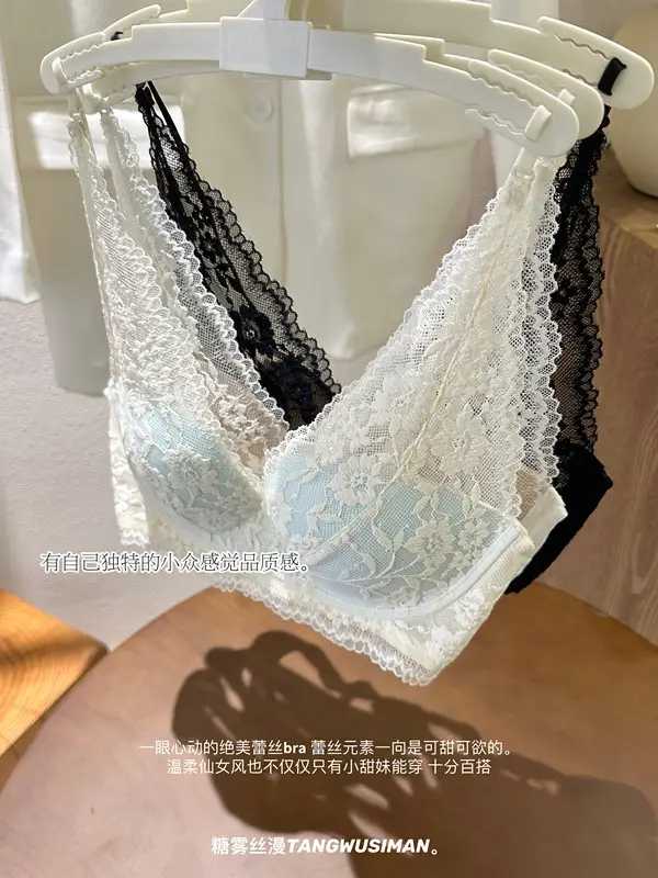 Sexy Lace Lingerie for Women with Small Busts, French Style, Enhances Appearance, Beautiful Back, Thin Straps, Gathers Side Breasts, Prevents Sagging Bra — feature 1