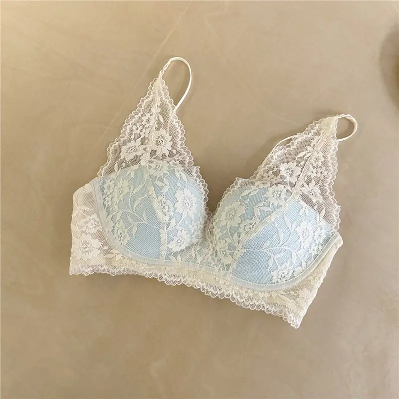 Sexy Lace Lingerie for Women with Small Busts, French Style, Enhances Appearance, Beautiful Back, Thin Straps, Gathers Side Breasts, Prevents Sagging Bra