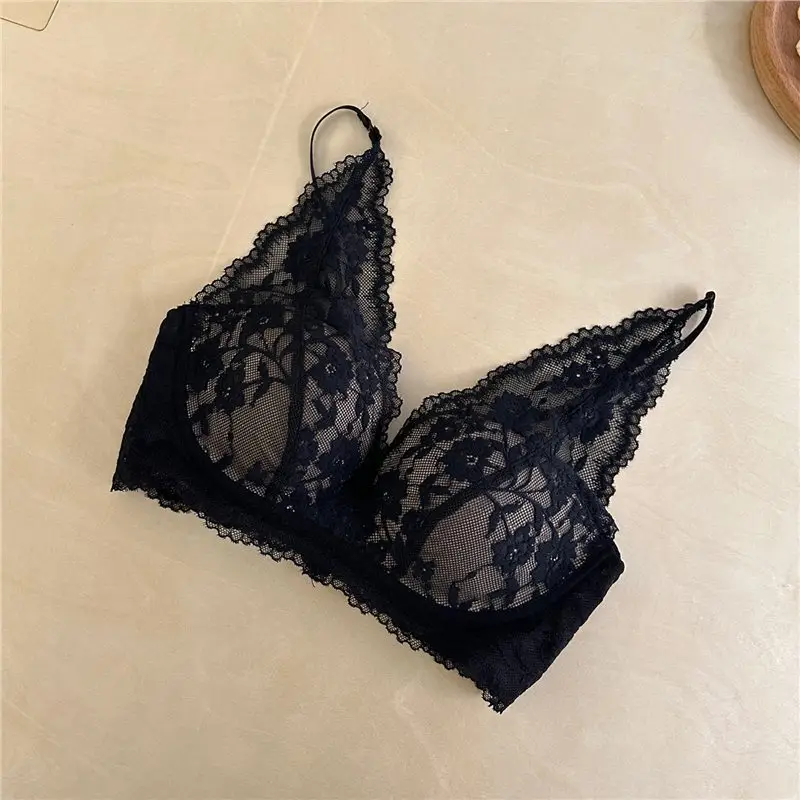 Sexy Lace Lingerie for Women with Small Busts, French Style, Enhances Appearance, Beautiful Back, Thin Straps, Gathers Side Breasts, Prevents Sagging Bra