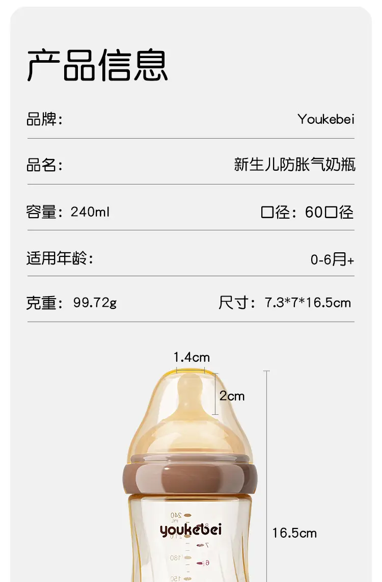 Ppsu Newborn Anti-Colic Feeding Bottle 240ml Wide Diameter 60mm Supports Factory Oem Processing, Customization, and Wholesale — feature 1