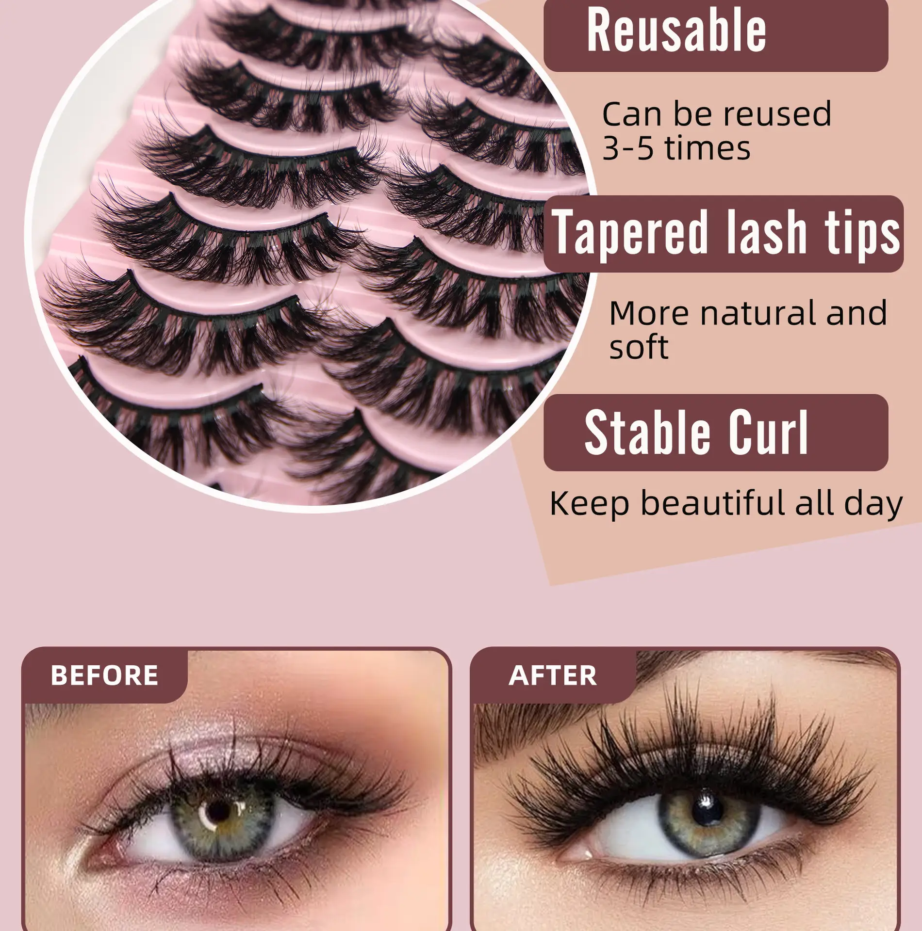 10 Pairs of 5D European and American Style False Eyelashes, Fluffy and Long, Thick Collection — feature 8