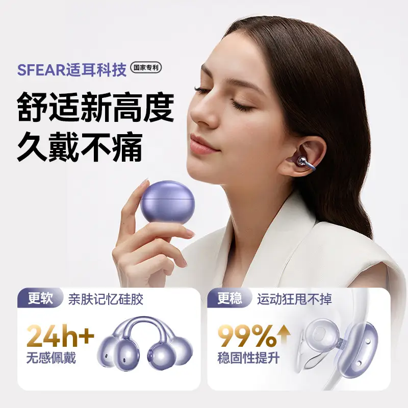 German Berlin Sound Bone Conduction Bluetooth Earphones, Ear Clip Type, New Model, High-End, Open-Style, Ultra-Long Battery Life