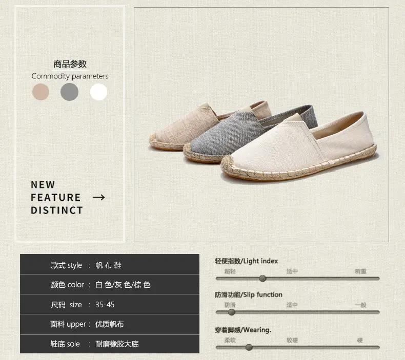 Jinjiang Handmade Cloth Shoes, Cross-Border Popular Hemp-Soled Men's Shoes, Chinese Style Canvas Shoes, Hemp-Soled Cloth Shoes, Couple's Casual Cloth Shoes — feature 6