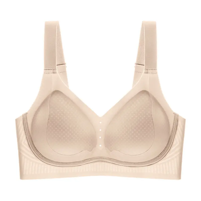 Seamless Satin Bra with Lift and Gather Effect, Soft Support, Side Breast Control, Naked Feel, Breathable, Skin-Friendly, Soft, Non-Slip Bra