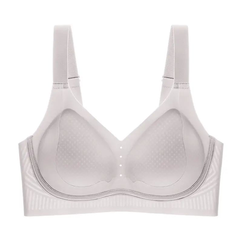 Seamless Satin Bra with Lift and Gather Effect, Soft Support, Side Breast Control, Naked Feel, Breathable, Skin-Friendly, Soft, Non-Slip Bra