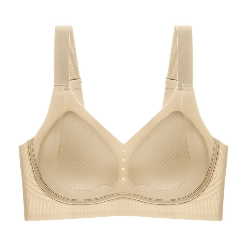 Seamless Satin Bra with Lift and Gather Effect, Soft Support, Side Breast Control, Naked Feel, Breathable, Skin-Friendly, Soft, Non-Slip Bra