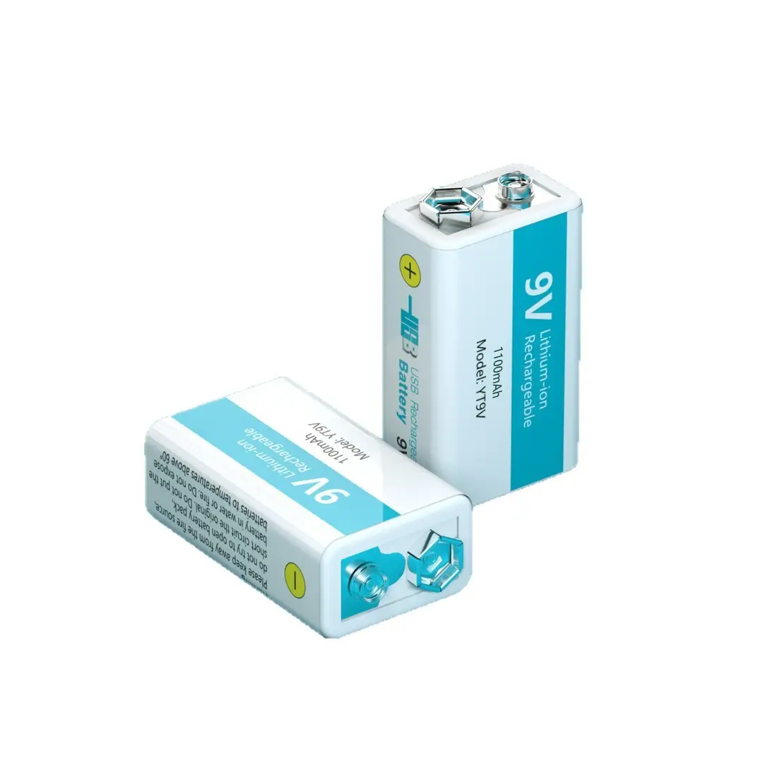 Large-Capacity Lithium Battery 9V Square Type-C Rechargeable Lithium Battery Universal for Multimeter and Metal Detector