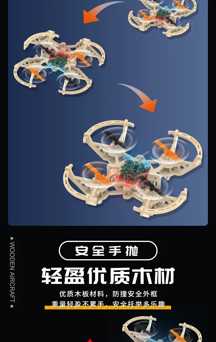Wooden Assembly DIY Quadcopter Drone Model School Science and Education Experiment Remote Control Aerial Photography Model Aircraft Training — feature 7