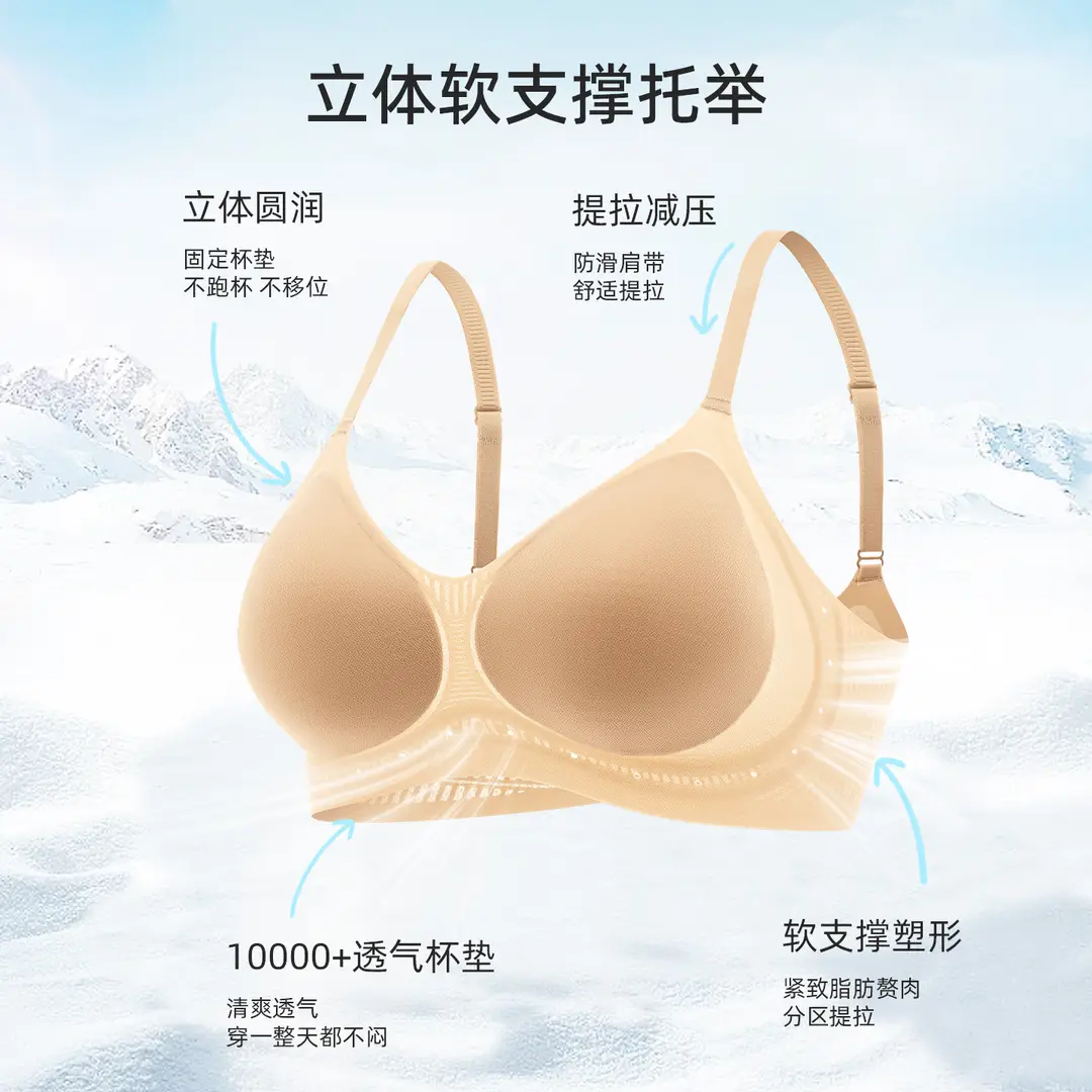 Lightweight Liquid Foundation Breathable Bra, Breathable and Comfortable, No Underwire, Gathers Side Breasts, Prevents Sagging, Seamless Underwear for Women